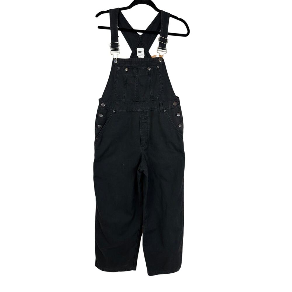 DKNY Black Classic Cropped Bib Overalls Size PP